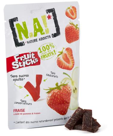 / A! Nature Addicts Pack of 1 Strawberry Fruit Sticks 40 g - 100% Fruit - No Added Sugars, No Sweeteners or Preservatives - Resealable Bag to Take Anywhere