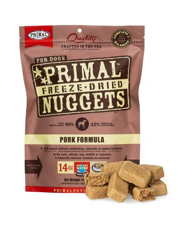 Primal Freeze Dried Dog Food Nuggets, Pork Formula (5.5 & 14 oz) - Crafted in The USA, Grain Free Raw Dog Food Pork Formula 14 Ounce (Pack of 1)