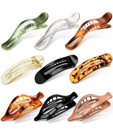 9 Pcs Alligator Hair Clips Oval French Barrette Flat Claw Clips Plastic Hair Accessories for Women Jaw Hair Clips for Styling Hair Clamps Barrettes for Thick Curly Fine Hair Sectioning Girls Gifts Fresh Pattern
