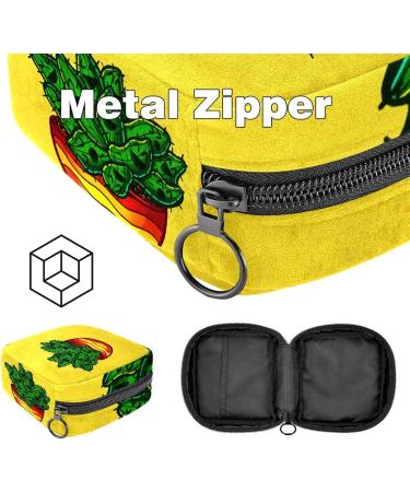 Menstrual Pad Bag with Zipper | Ladies Napkin Pouch & Tampons Collection Bag for Women & Girls - Yellow Cactus - Buy Online on GoSupps.com