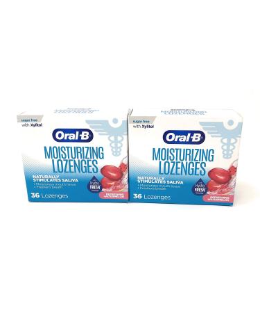 Oral-B Moisturizing Lozenges for Dry Mouth, Refreshing Watermelon 36 Ct (Pack of 2) - Buy Online on GoSupps.com
