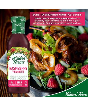 Walden Farms Raspberry Vinaigrette Dressing 12 oz Bottle (Pack of 6) | Sugar Free, 0g Net Carbs, Kosher Certified | Perfect for Salads, Pizza, Vegetables, Cocktails | Fresh & Delicious - Buy Online on GoSupps.com