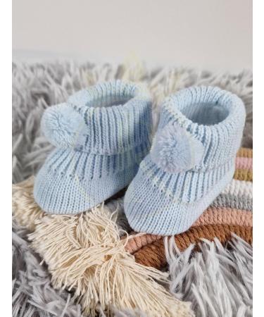 Royal Icon Baby Booties 0-3 Months | Pom Pom Adorable Warm Booties for Boys and Girls | Indoor & Outdoor Stylish Bootees - Blue White RI408 RI377 - Buy Online on GoSupps.com