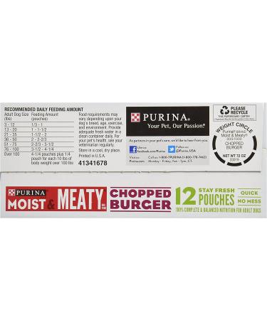 Purina Moist & Meaty Chopped Burger Dog Food - 12 Pouches, 6 oz each - Buy Online on GoSupps.com