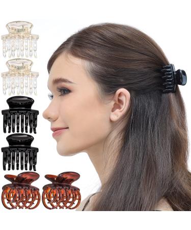 RC Roche Haarklammer with fine teeth for thick hair slipping hair gripper (medium - 6 pieces transparent brown black) 1 piece (6 -pack) transparent brown black