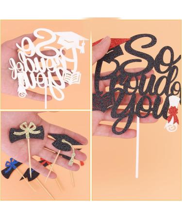 POFIBO 28 Pieces Graduation Cake Toppers Graduation Cake Toppers Cupcake Toppers Graduation Gadget Decorations - Buy Online on GoSupps.com