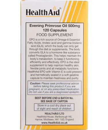 HealthAid Evening Primrose Oil 500 mg 120 Capsules - Natural Support for Women's Health - Buy Online on GoSupps.com