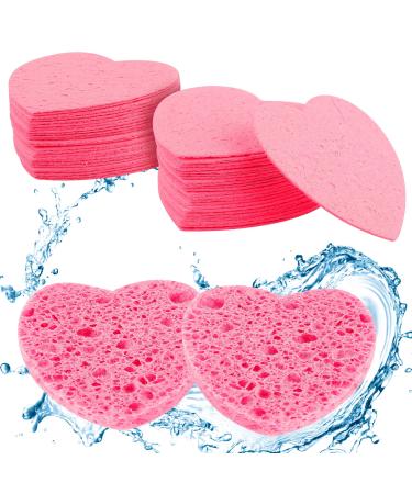 50 pieces compressed facial sponges soft cellulose face sponge removal of removal high cleaning power natural face washing swam for peeling mask facial cleaning (heart) - Buy Online on GoSupps.com
