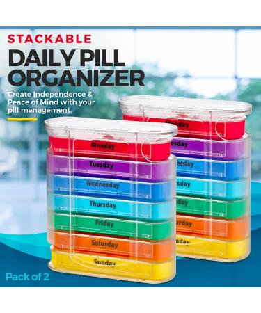 7-Day Pill Case - Weekly Medicine Planner & Vitamin Organizer | Portable Travel Pill Organizer with Large Compartments & Clear Lids - Buy Online on GoSupps.com