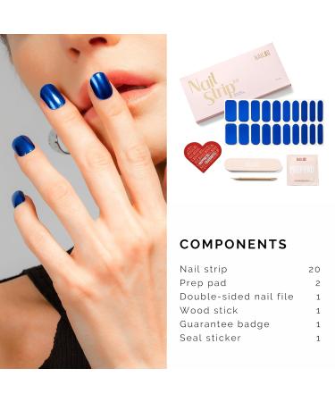 Nailog Sapphire Blue Nail Foils - 20PC Self-Adhesive UV Hardening Nail Stickers | Long-Lasting Fingernail Gel Strips | Perfect Gift for Women Girlfriends & Mother's Day - Buy Online on GoSupps.com