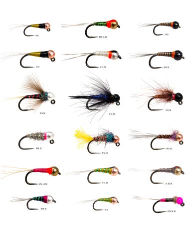 Outdoor Planet Top Producing Fly Fishing Flies Assortment | Dry, Wet, Nymphs, Streamers, Wooly Buggers, Hopper, Caddis | Trout, Steelhead, Bass Fishing Lure Set 36 Producing Tungsten Perdigon and Nymphs