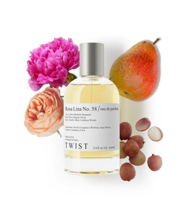 Twist - Rosa Lina No. 58 - Eau De Parfum Inspired by Perfume De Marly Delina Long-Lasting Perfume For Women Paraben Free Vegan Clean Ingredients Fragrance - Spray 100 ml | 3.4 fl. oz. Rosa Lina No. 58 - Inspired by Delina 3.4 Fl Oz (Pack of 1)