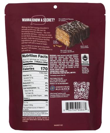 Little Secrets Almond Butter Wafers in Dark Chocolate with Sea Salt - 10 Individually Wrapped Minis (3.5 oz) - Buy Online on GoSupps.com