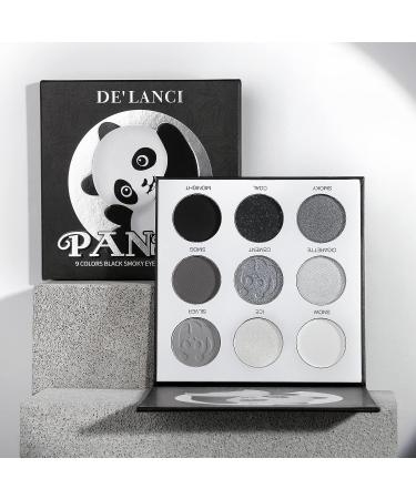 De Lancy Panda Smokey Eye Shadow Palette - 9 Colors for Goth Makeup | High Pigmented Matte & Shimmer Shades in Black, Grey & White - Perfect for Halloween - Buy Online on GoSupps.com