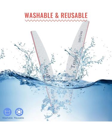 Teuki 12pcs Nail Files 180/240 Grit - Ideal for Poly Nail Extension Gel and Acrylic Nails - Buy Online on GoSupps.com
