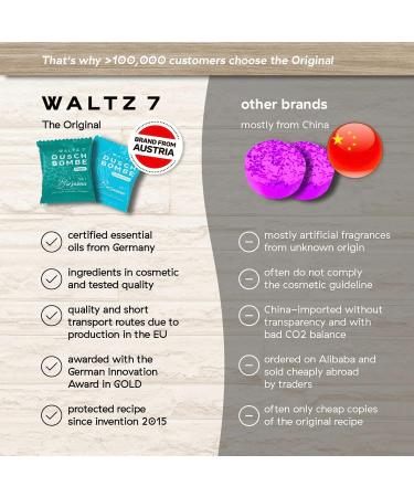 WALTZ 7 Shower Steamer Set - 16 Pieces, 8 Scents, Made in Europe with Natural Essential Oils for Aromatherapy, Stress Relief and Self Care Gift for Women, Mom, Grandma - Perfect for Birthday or Mother's Day - Buy Online on GoSupps.com