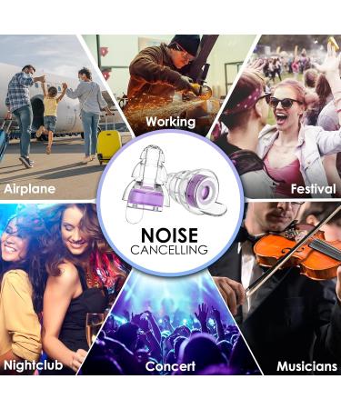 High Fidelity Concert Ear Plugs - Reusable Noise Cancelling Earplugs for Musicians & Festivals - 24dB Hearing Protection (2 Pairs) - Purple - Buy Online on GoSupps.com