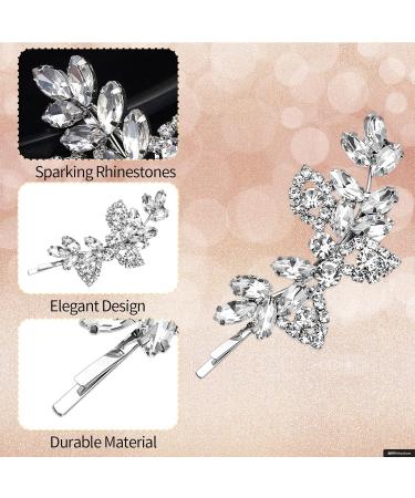 Diamante Hair Clips for Women Silver Hair Clips Bridal Hair Clip Leaf Wedding Hairpin Girls Hair Barrettes Wedding Hair Clips Valentine's Day Birthday Gifts - Buy Online on GoSupps.com