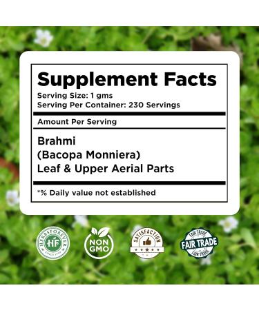 Herbsforever Brahmi Powder I 100% Pure Bacopa Monnieri I Natural Herbal Supplement Non-GMO Vegan Gluten-Free I Supports Wellness Premium Quality 230 GMS 230_GMS - Buy Online on GoSupps.com