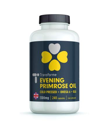 Transforme Evening Primrose Oil Capsules 1300mg 240 Softgels Cold Pressed Omega 6 GLA & LA Gluten Free 240 Count (Pack of 1) - Buy Online on GoSupps.com
