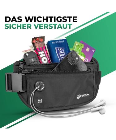 Praxxim Belly Pocket for Jogging | Perfectly Fitting Running Bag | Unisex Belt Bag for All Cell Phone Sizes - Black - Buy Online on GoSupps.com