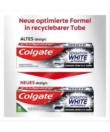 Colgate Sensation White Activated Charcoal Toothpaste - 75ml | Premium Whitening & Fresh Breath - International Shipping Available - Buy Online on GoSupps.com