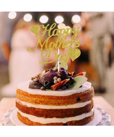 KIPETTO Happy Mother's Day Cake Toppers 20Pcs Glitter Heart Cupcake Topper for Mother's Day Mom's Birthday Party Cake Decoration Gold - Buy Online on GoSupps.com