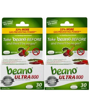 Beano Extra Strength, Gas Prevention & Digestive Enzyme Supplement, 30 Count (Pack of 2)