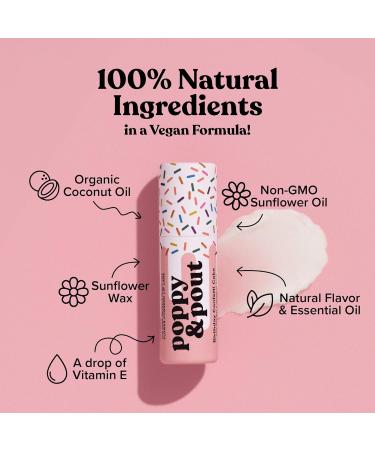 Poppy & Pout Birthday Cake Jumbo Lip Balm | All-Natural & Cruelty-Free Lip Moisturizer | Hydrating Beeswax Vitamin E & Organic Coconut Oil | Eco-Friendly Cardboard Tube - Buy Online on GoSupps.com