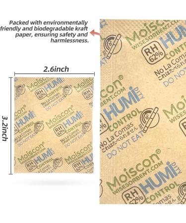 WISESOR 60-Pack Two-Way Moisture Control Packs | 62% RH 8g for 28ml Herbs Storage - Keep Your Herbs Fresh! - Buy Online on GoSupps.com