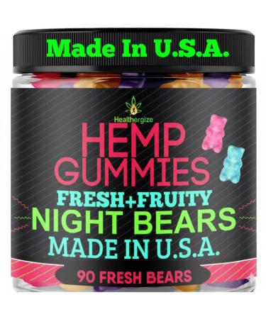 Hemp Gummies for Sleep-High Potency Calm Relaxation Night-Time, Peace and Relaxation, Fruity Gummy Bear Edibles, Good Mood, Restful Bedtime-Natural Hemp Oil Omega-Made in USA