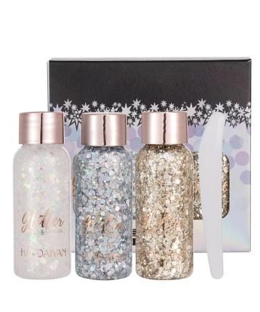 Buy Body Glitter Gel - Silver Champagne Gold & White | Best Festival Makeup & Chunky Glitter for Face & Hair - Buy Online on GoSupps.com