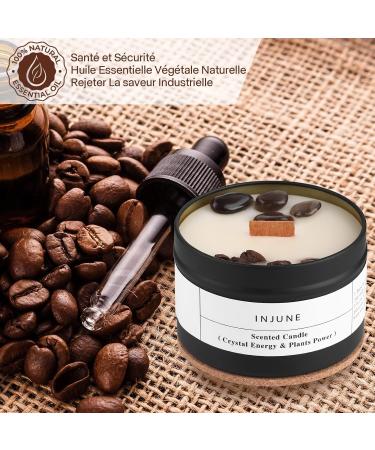 DNAMOFV Injune Coffee Fragrance Candle - Organic Soy 50-Hour Burn Perfect Father's Day Gift for Men & Women - Includes Obsidian & Coffee Beans 200g - Buy Online on GoSupps.com
