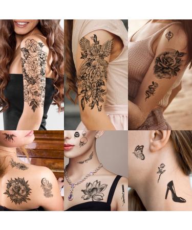 SOOVSY 70 Sheets Temporary Tattoo: 10 Half Arm Tattoos for Men & Women - Long Lasting Fake Tattoo Stickers in Color-05 - Buy Online on GoSupps.com