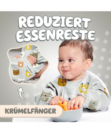 Nombear Baby Bibs with Sleeves - Waterproof Washable Full Body Bibs for Baby Food - Gray - Essential Feeding Accessories - Buy Online on GoSupps.com