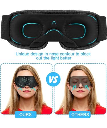 RIWISLL 3D Contoured Cup Sleep Mask - 100% Light Blocking, Adjustable Strap - Black - Buy Online on GoSupps.com