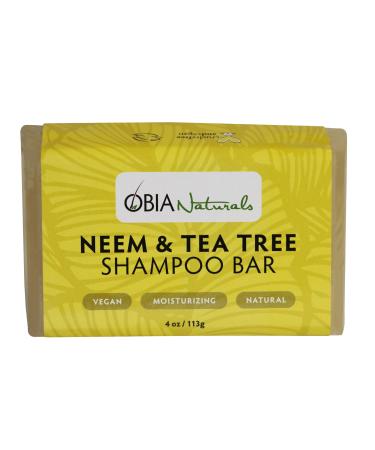 OBIA Naturals Neem Oil & Tea Tree Oil Solid Shampoo Bar for All Hair Types - Vegan Sulfate Free Silicone Free Paraben Free Phthalate Free Eco-Friendly Handmade in USA 4 oz