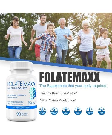 FolateMaxx L-Methylfolate 15mg 90 Capsules - Non-GMO Active Folate 5-MTHF - 90 Count Pack - High Strength Methyl Folate Supplement - Buy Online on GoSupps.com