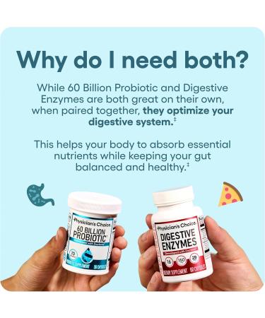 Physician's CHOICE Advanced Gut Health Bundle: 60 Billion Probiotics 30ct + Digestive Enzymes 60ct for Digestive Gut and Immune Health Supports Occasional Constipation Diarrhea Gas and Bloating Standard-Probiotic-Enzyme Bundle - Buy Online on GoSupps.com