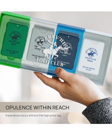 Beverly Hills Polo Club MENS 4PC 20ML POCKET SPRAY - GREEN - CONTAINS FRESH/PLATINUM/BOLD/AQUA Bold Platinum Aqua Fresh - Buy Online on GoSupps.com