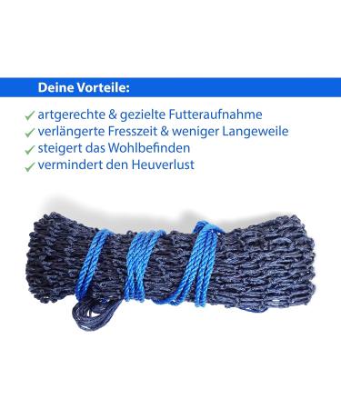 2x Heunetz Horses - Extra Tightly Mesh Hay Feeding Network with Free Carabiners | 4.5 kg Dark Blue for Improved Digestion & Well-Being - Buy Online on GoSupps.com