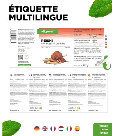 Reishi mushroom - 300 capsules with 650 mg extract - 40% bioactive polysaccharides - 5 months supply - Powerful mushroom Ganoderma Lucidum - Vegan - No additives - High quality - Buy Online on GoSupps.com