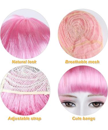 PLULON Pink Short Bob Wig and Sunglass Set Neon Short Bob Wig Sunglass Pack Costume Colorful Cosplay Wig Hairpieces for Bachelorette Neon Party Favors Halloween Decorations - Buy Online on GoSupps.com