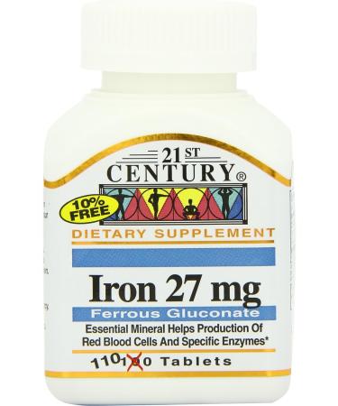 21st Century Iron 27 mg Ferrous Gluconate Tablets - 110 Count (Pack of 2) - Buy Online on GoSupps.com