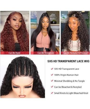 Deep Curly Wear And Go Glueless Wig Human Hair Pre Cut Lace for Beginners 180 Density 5X5 Closure Glueless Lace Human Hair Wig For Black Women Brazilian Lace Front Wigs Human Hair Pre Plucked 24 Inch 24 Inch Deep Curly 5X5 Glueless Wig - Buy Online on GoSupps.com