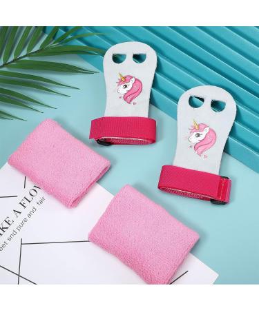 Skylety Unicorn Kids Gymnastics Grips with Pink Sweatbands - Girls Youth Hand Grips for Gymnastic Bars - Buy Online on GoSupps.com