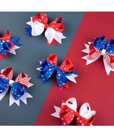 Whaline 6 Pack 4th of July Hair Bow Clips - Patriotic Red Blue White Barrettes for Women & Girls | Memorial Day Holiday Accessories - Buy Online on GoSupps.com