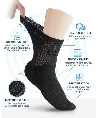 LIN Diabetic & Circulator Socks 6 Pairs | Non-Binding for Men & Women | Sizes 9-11, 10-13, 13-15 | Ideal for Edema, Neuropathy, and Lymphedema - Buy Online on GoSupps.com