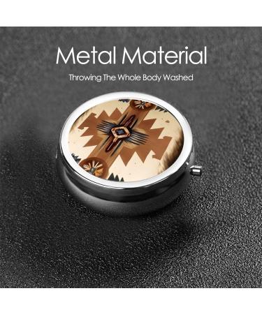 Buy Native American Portable Metal Pill Box - Round Mini 3-Compartment Travel Essential - Buy Online on GoSupps.com