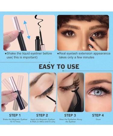 Besnel Magnetic Eyelashes and Eyeliner Kit - 12 Pairs Premium 3D/5D Magnetic Eyelashes with Tweezers and 2 Tubes of Magnetic Eyeliner - Reusable, Easy to Apply, No Glue Needed - Natural Look for Women and Girls - Buy Online on GoSupps.com